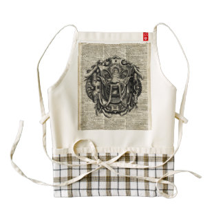 Ancient Grotesque Mask Over Old Dictionary Page Zazzle HEART Apron