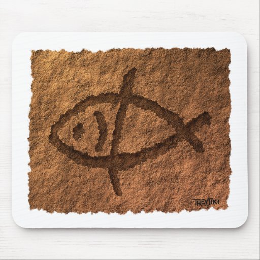 Ancient Hawaiian Fish Petroglyph Mouse Pads