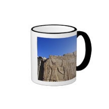 Ancient hieroglyphs on wall, Temple of Karnak, Mugs