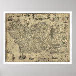 Ancient Ireland Ortelius Map Drawn By Baozio 1606 posters