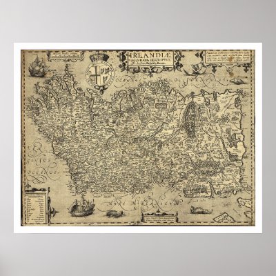 Ancient Ireland Ortelius Map Drawn By Baozio 1606 Print by lc_maps