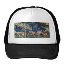 Ancient Japanese Painting of Samurai and Mongols Hat