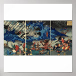 Ancient Japanese Painting of Samurai and Mongols posters