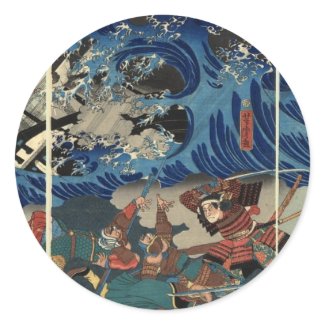 Ancient Japanese Painting of Samurai and Mongols sticker