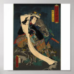 Ancient Japanese Painting, Samurai with Toad posters