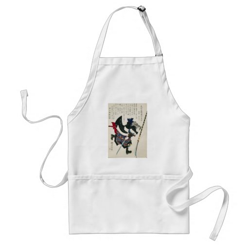Ancient Japanese Samurai Painting circa 1869 Apron