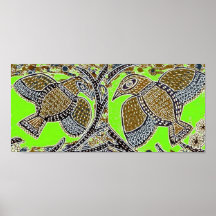 Ancient Lime Birds Poster