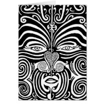 Ancient Maori Moko tribal tattoo design. Greeting Card