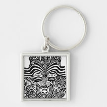 Ancient Maori Moko tribal tattoo design. Keychains
