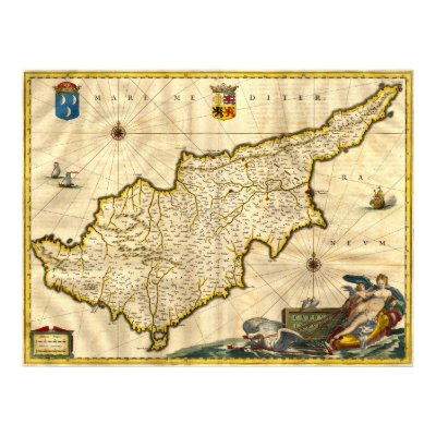 Ancient Map of Cyprus Print by classicprints