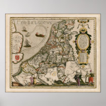 Ancient Map of Europe as a Lion Posters