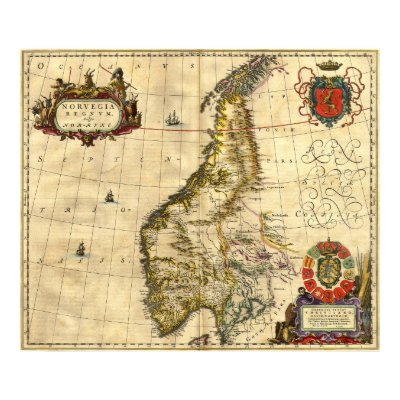 Ancient Map of Norway Poster