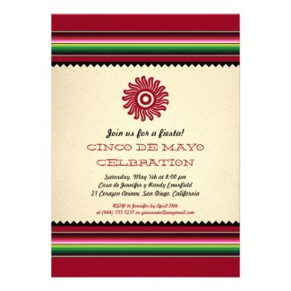 Ancient Mexican Sun Serape Cinco de Mayo Party Personalized Invite
