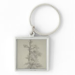 Ancient Oak Tree with a Stork's Nest Key Chain