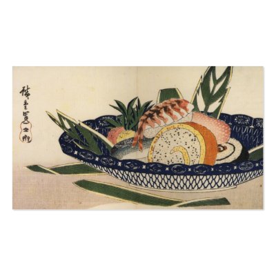 Ancient Painting of a Bowl of Sushi circa 1800's. Business Card by DDMcollections