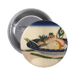 Ancient Painting of a Bowl of Sushi circa 1800's Buttons