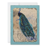 Ancient Peacock Bridal Shower Invite - Aqua Blue