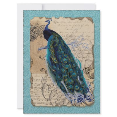 Ancient Peacock Bridal Shower Invite - Aqua Blue by VintageWeddings