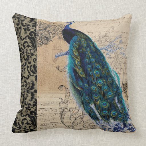 Ancient Peacock Modern Vintage Decoratve Decor Throw Pillow Zazzle