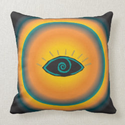 Ancient Seeing Eye Tribal Design Blue Orange Pillows