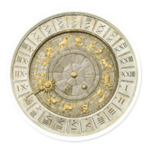 Ancient Venice clock Round Sticker