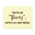And He Said "Party" postcards