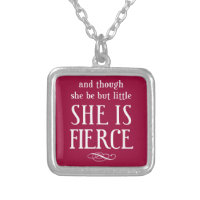 And though she be but little, she is fierce square pendant necklace
