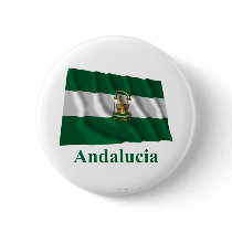 Andalucía waving flag with name pinback button