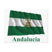 Andalucía waving flag with name post card