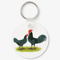 Andalusian Chickens keychains by diane_jacky Andalusian Chickens keychains
