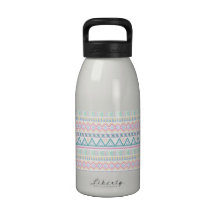 Andes Aztec Bright Turquoise Pink Abstract Pattern Reusable Water Bottle