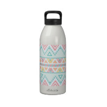 Andes Aztec Green Pink Girly Pattern Reusable Water Bottle