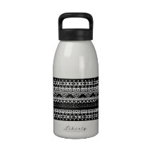 Andes Aztec Pattern Black White Monochromatic Water Bottles