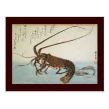 Ando Hiroshige Sheet Lobster and Shrimps Postcards