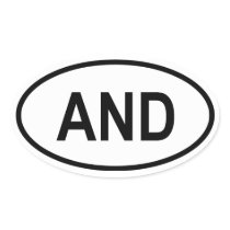 Andorra "AND" Oval Stickers