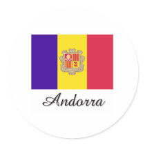 Andorra Flag Design Round Sticker