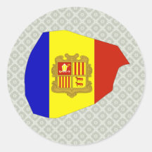 Andorra Flag Map full size Round Stickers