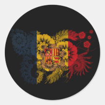 Andorra Flag Round Sticker