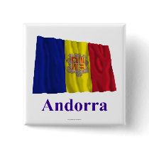 Andorra Waving Flag with Name Pinback Button