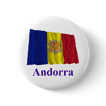 Andorra Waving Flag with Name Pinback Button