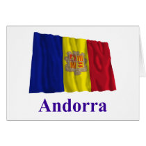 Andorra Waving Flag with Name Greeting Card