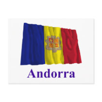 Andorra Waving Flag with Name Postcard