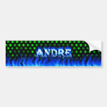 Andre blue fire and flames bumper sticker design