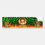 Andre skull real fire and flames bumper sticker de