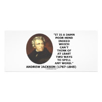 Andrew Jackson Damn Poor Mind 2 Ways Spell A Word Rack Card Design