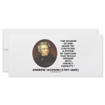 Andrew Jackson Wisdom Contrive Taxation Equality Custom Rack Card