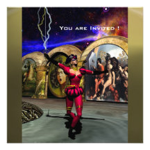 ANDROID BALLET,black red blue grey Personalized Invites
