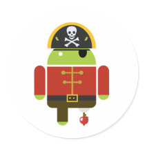 Android Pirate - Andy Round Stickers