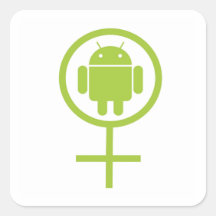 Androide femenino (muestra/símbolo) calcomanía cuadrada personalizada