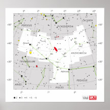 Andromeda Star System Constellation Chart Posters